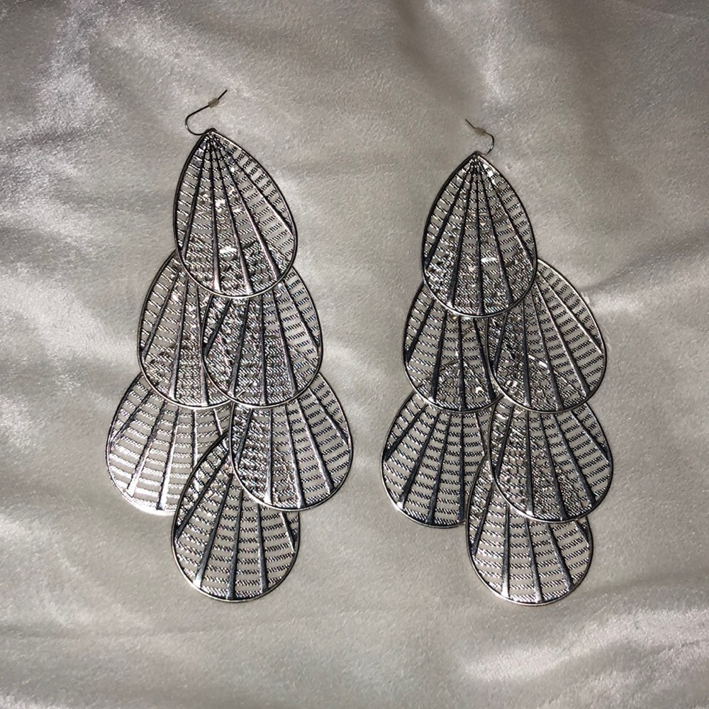 Silver layered earrings